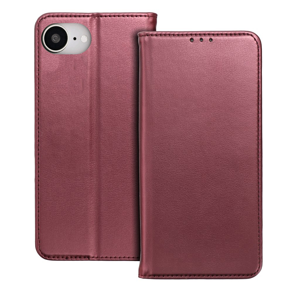 Telefontok iPhone 17e - Smart Magnetic burgundi szilikon keretes mágneses könyvtok ﻿