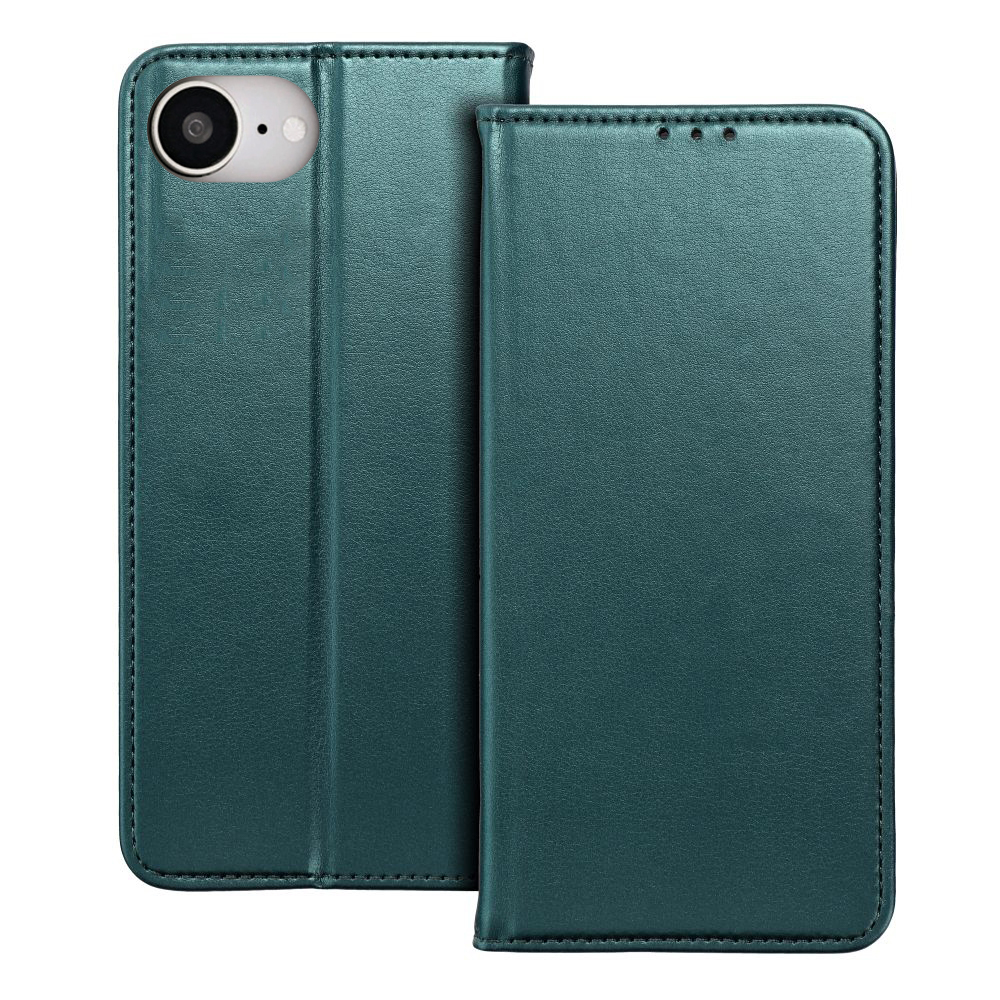 Telefontok iPhone 17e - Smart Magnetic zöld szilikon keretes mágneses könyvtok