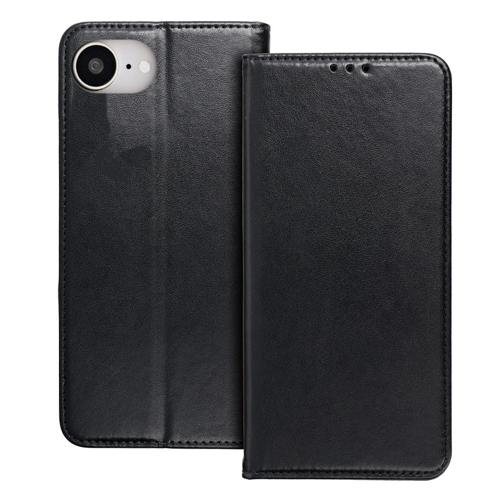 Telefontok iPhone 17e - Smart Magnetic fekete szilikon keretes mágneses könyvtok