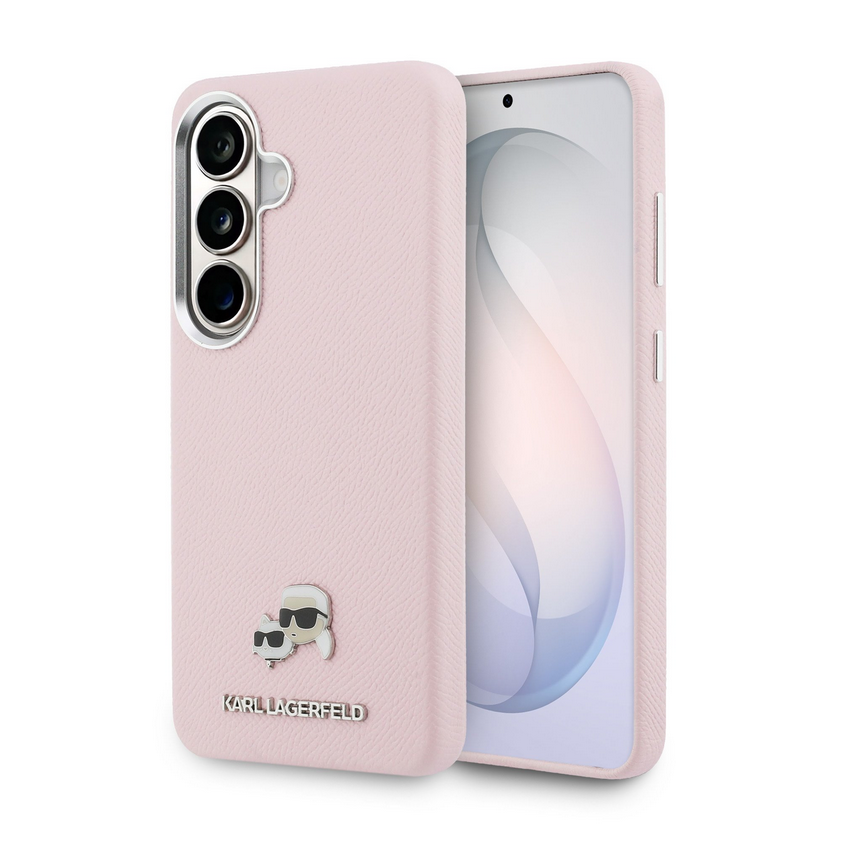 Telefontok Samsung Galaxy S26 - Karl Lagerfeld Grained K&CH Heads- MagSafe kompatibilis, pink hátlap tok 