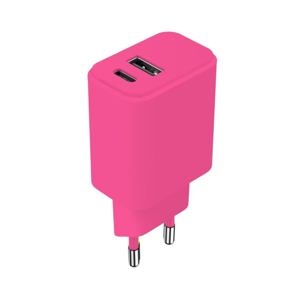 Setty LSIM-AC-206 - USB / Type-C (USB-C) hotpink hálózati töltő fej, 20W