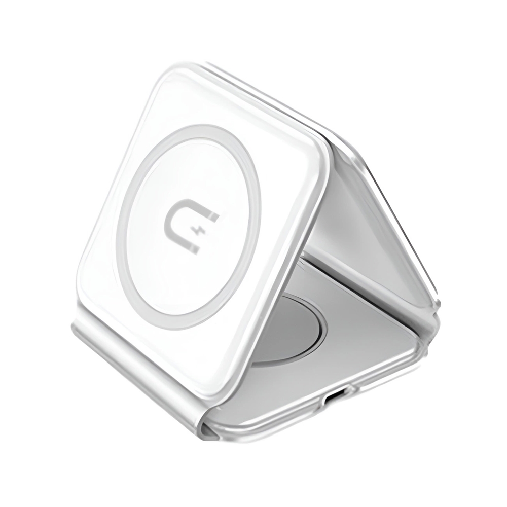 Dudao A11N - 3in1 fehér induktív töltőállomás + Type-C/Type-C kábel, 15W