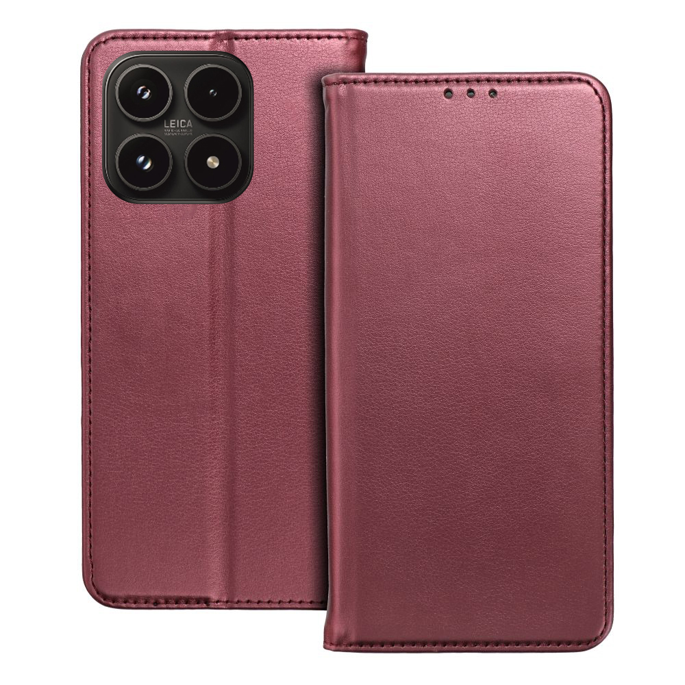 Telefontok Xiaomi 17 - Smart Magnetic burgundy szilikon keretes mágneses könyvtok
