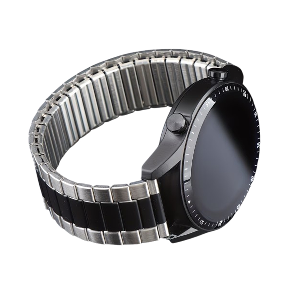 Okosóra szíj - Xiaomi Watch S1 / Watch S1 Active - ezüst/fekete rugalmas fém szíj (22 mm)