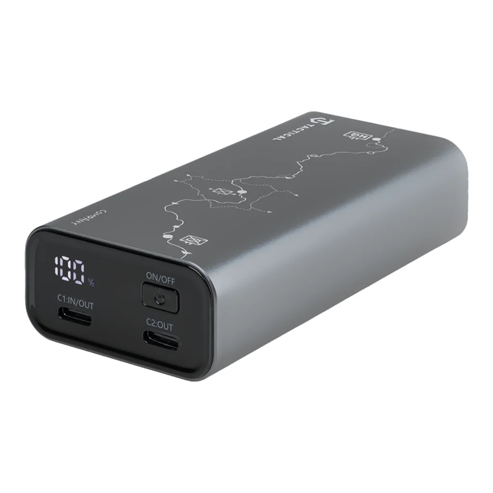 Tactical Squad - szürke powerbank, 2XType-C (USB-C) porttal, 10000 mAh, 30W, LED kijelzővel