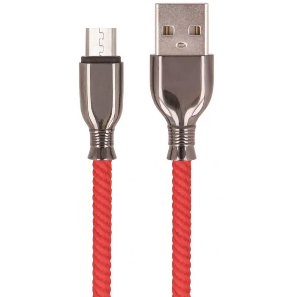 Setty  - USB / MicroUSB piros szövet kábel, 3A 1m