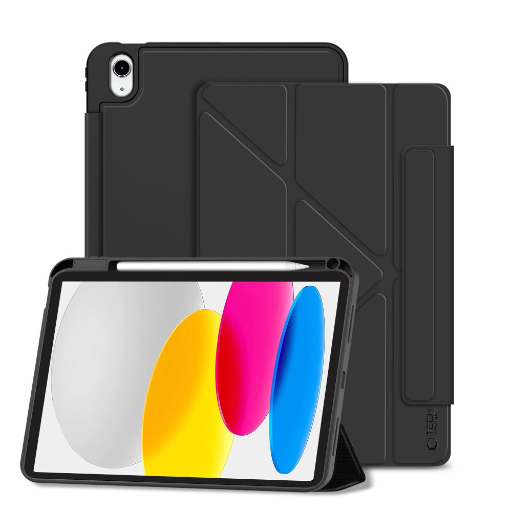Tablettok iPad 2025 10.9 (iPad 11) - fekete ORIGAMI smart case, ceruza tartóval