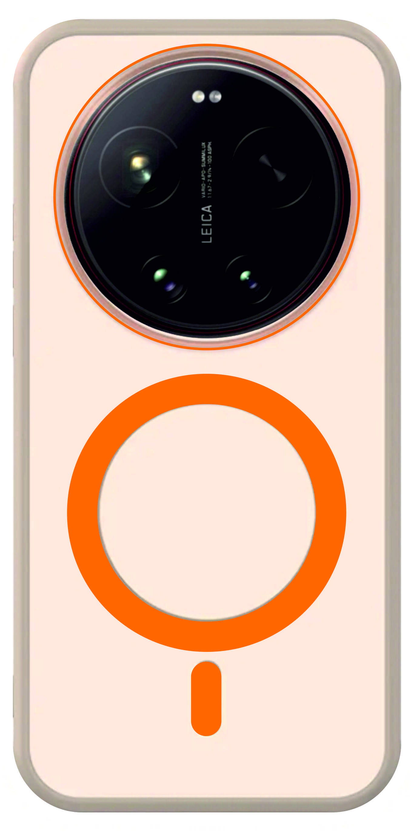 Telefontok Xiaomi 17 Ultra - áttetsző/narancssárga, MagSafe kompatibilis matt hátlap tok