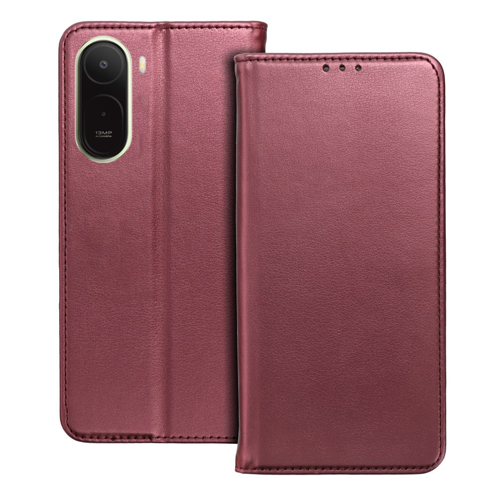 Telefontok Xiaomi Redmi A7 Pro - Smart Magnetic burgundy szilikon keretes mágneses könyvtok
