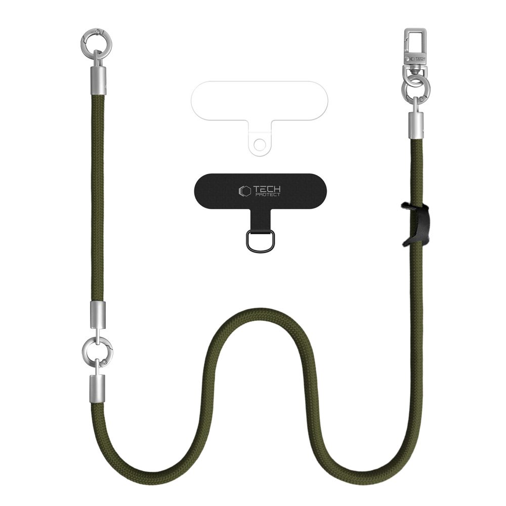 Telefontok Tech-Protect C10S Rope - univerzális tokba helyezhető váll- és csuklópánt - zöld