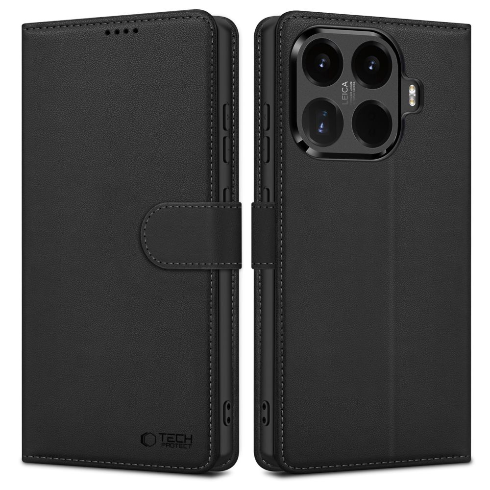 Telefontok Xiaomi 17T Pro - Tech- Protect Wallet - fekete bőr könyvtok, ráhajtófüllel ﻿