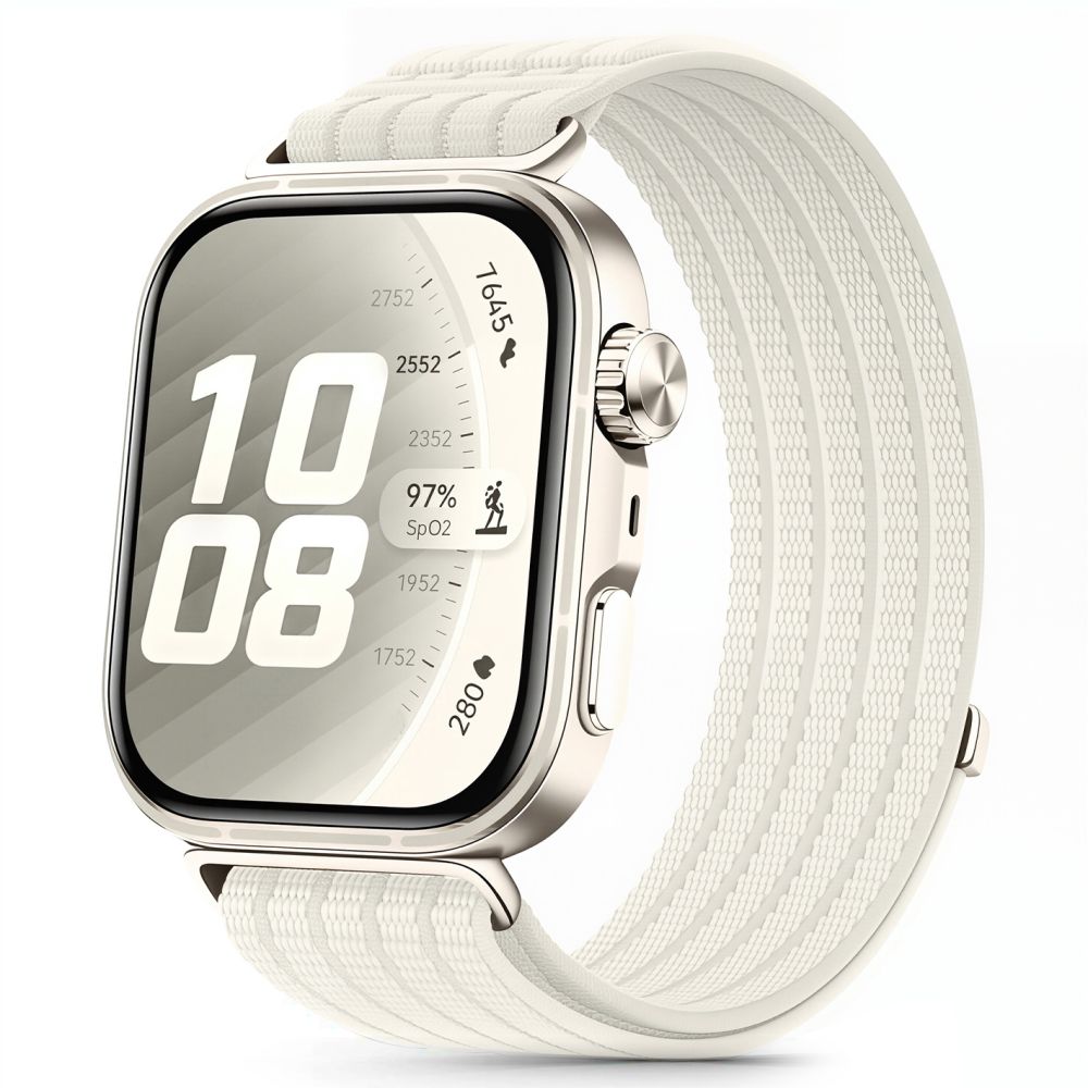 Huawei Watch Fit 3 / 4 / 4 Pro / 5 / 5 Pro - Tech- Protect Nylon - csontfehér szövet szíj