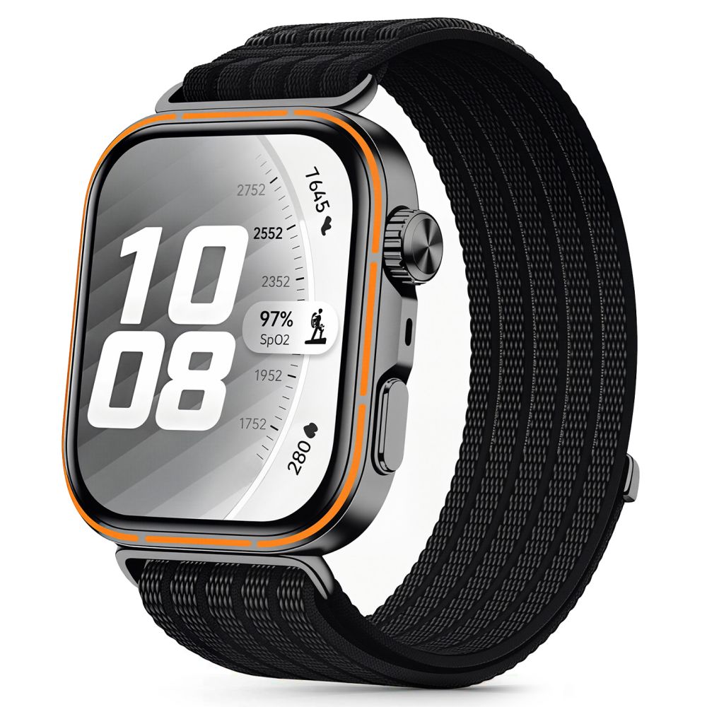 Huawei Watch Fit 3 / 4 / 4 Pro / 5 / 5 Pro - Tech- Protect Nylon - fekete szövet szíj