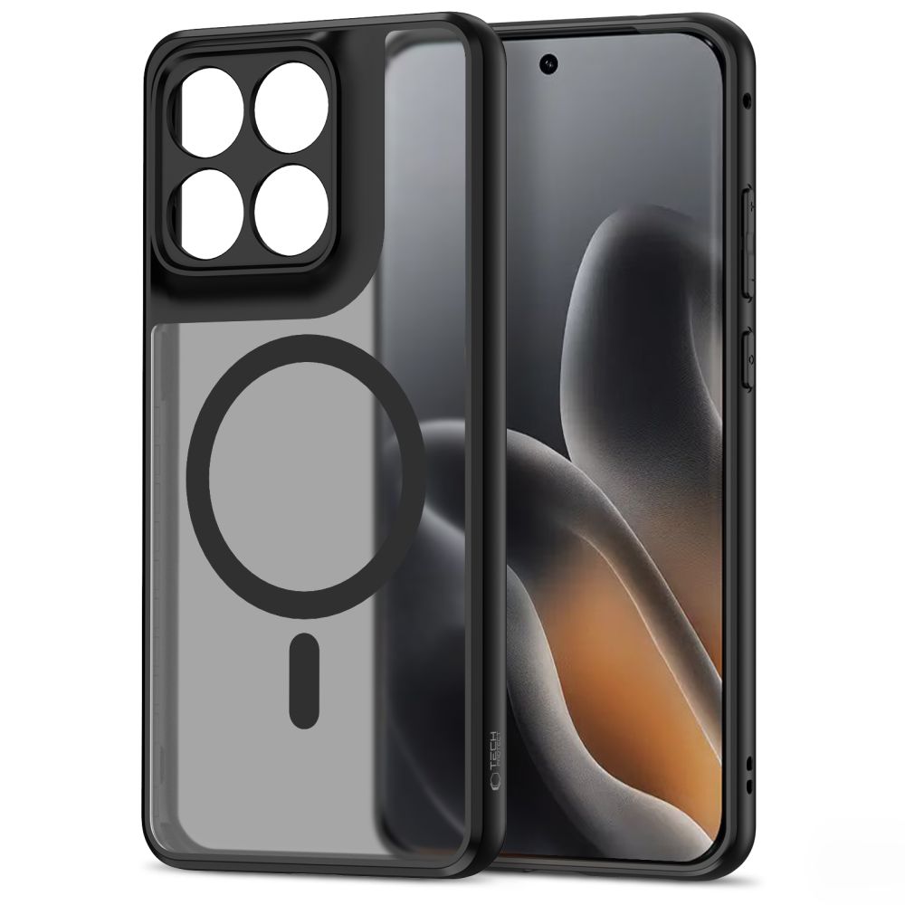 Telefontok Motorola Edge 70 Fusion / Fusion+ - Tech-Protect Magmat - MagSafe kompatibilis áttetsző műanyag hátlap tok, fekete szilikon kerettel