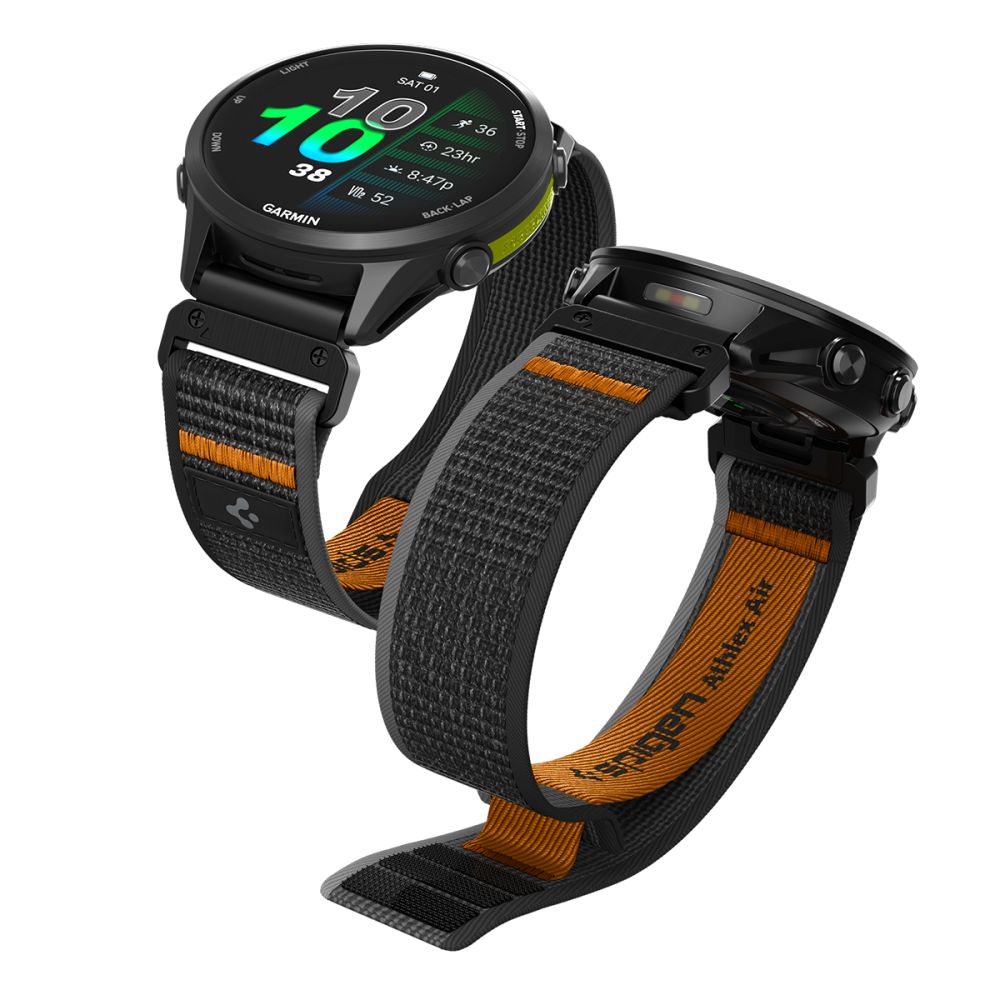 Garmin QUICKFIT 22 mm - Spigen Athlex Air - okosóra szövet szíj, fekete/narancssárga