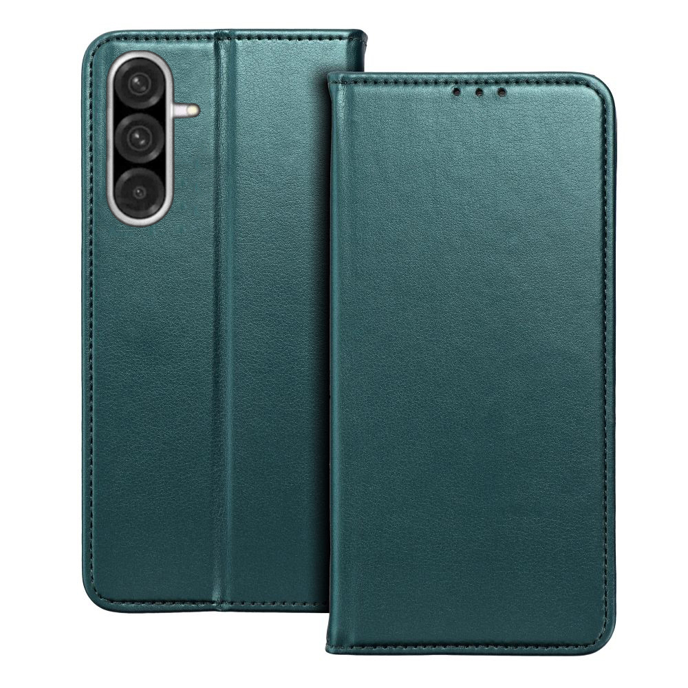 Telefontok Samsung Galaxy A37 5G - Smart Magnetic zöld szilikon keretes mágneses könyvtok