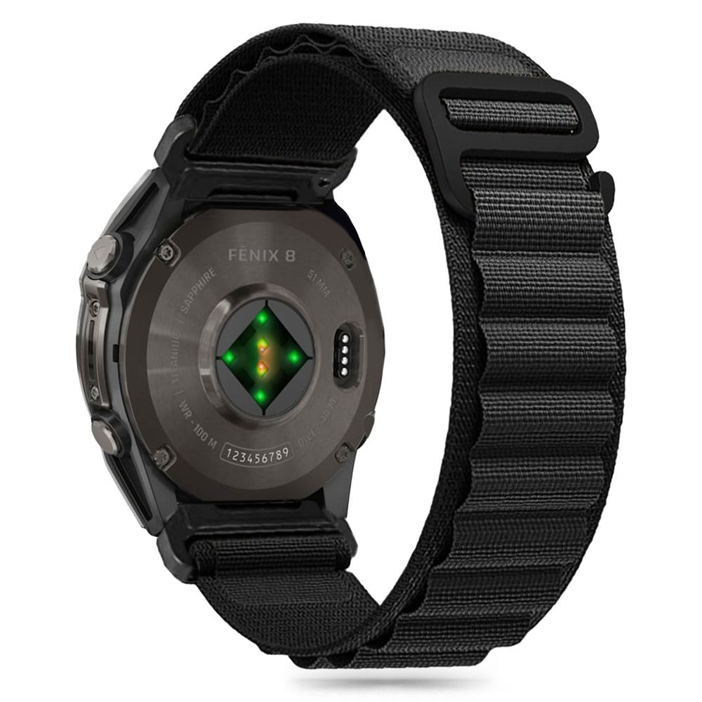 Okosóra szíj - GARMIN FENIX 5 / 6 / 6 PRO / 7 / 8 / 8 PRO (47 MM) - TECH-PROTECT Nylon Pro - fekete szövet szíj