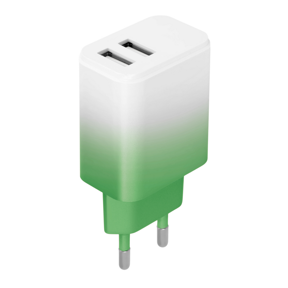 Setty LSIG-AA-20 - 2xUSB 18W fehér-menta hálózati töltő fej