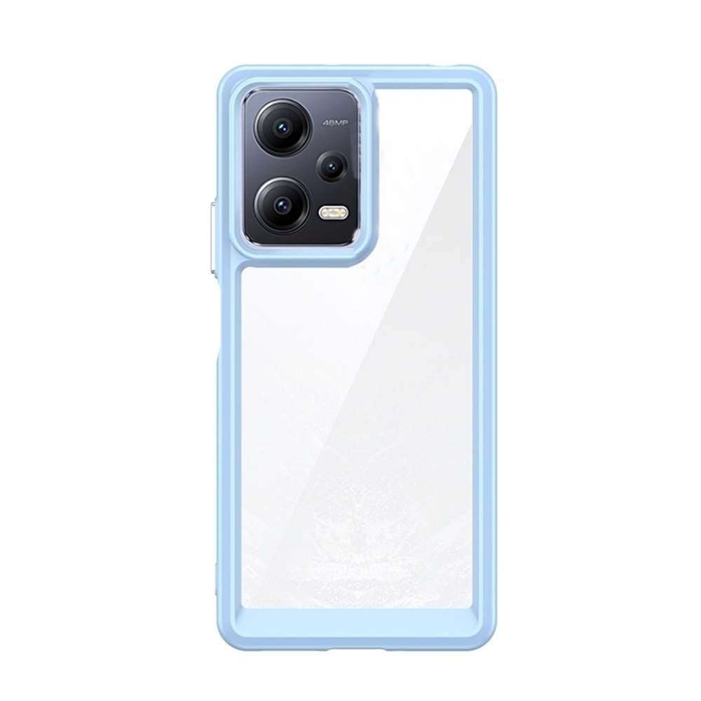 Telefontok Xiaomi Redmi Note 12 5G - átlátszó hátlap tok, kék szilikon kerettel