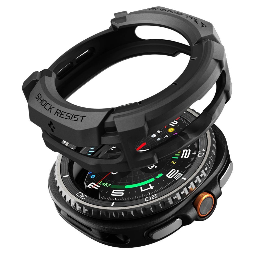 Samsung Galaxy Watch 8 Classic (46 mm) okosóra tok - SPIGEN RUGGED ARMOR matt fekete szilikon tok