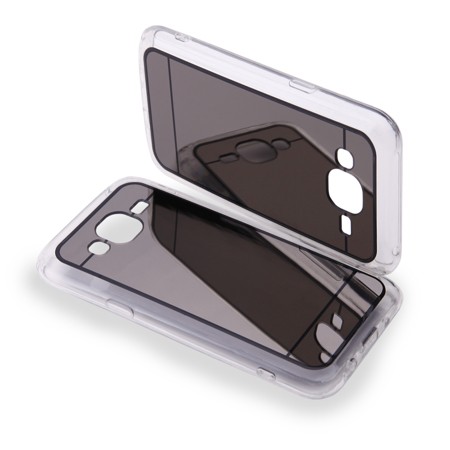Samsung Galaxy J120F Galaxy J1 2016 Telefontok - fekete tükrös szilikon hátlap tok