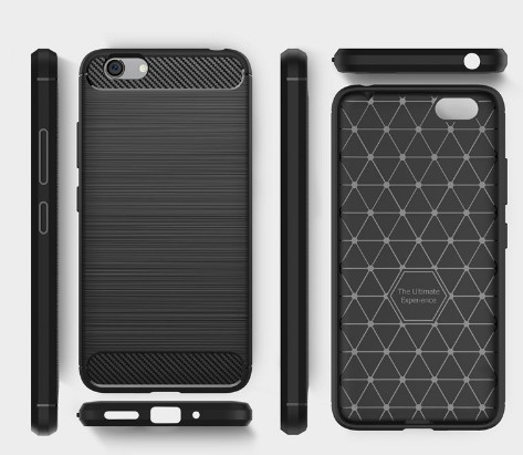 Telefontok Xiaomi Redmi Note 5A - Carbon Fiber fekete szilikon tok