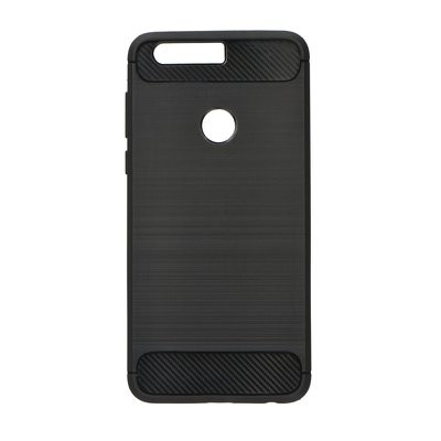 Huawei Y6 Prime 2018 Telefontok - Carbon Fiber fekete szilikon tok