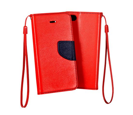 Telefontok Huawei Y6 2018 - FANCY piros-sötétkék szilikon keretes könyvtok