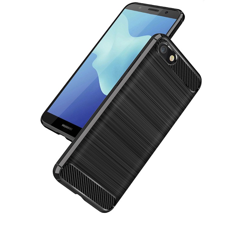 Telefontok Huawei Y5 2018 - Forcell Carbon Fiber fekete szilikon tok