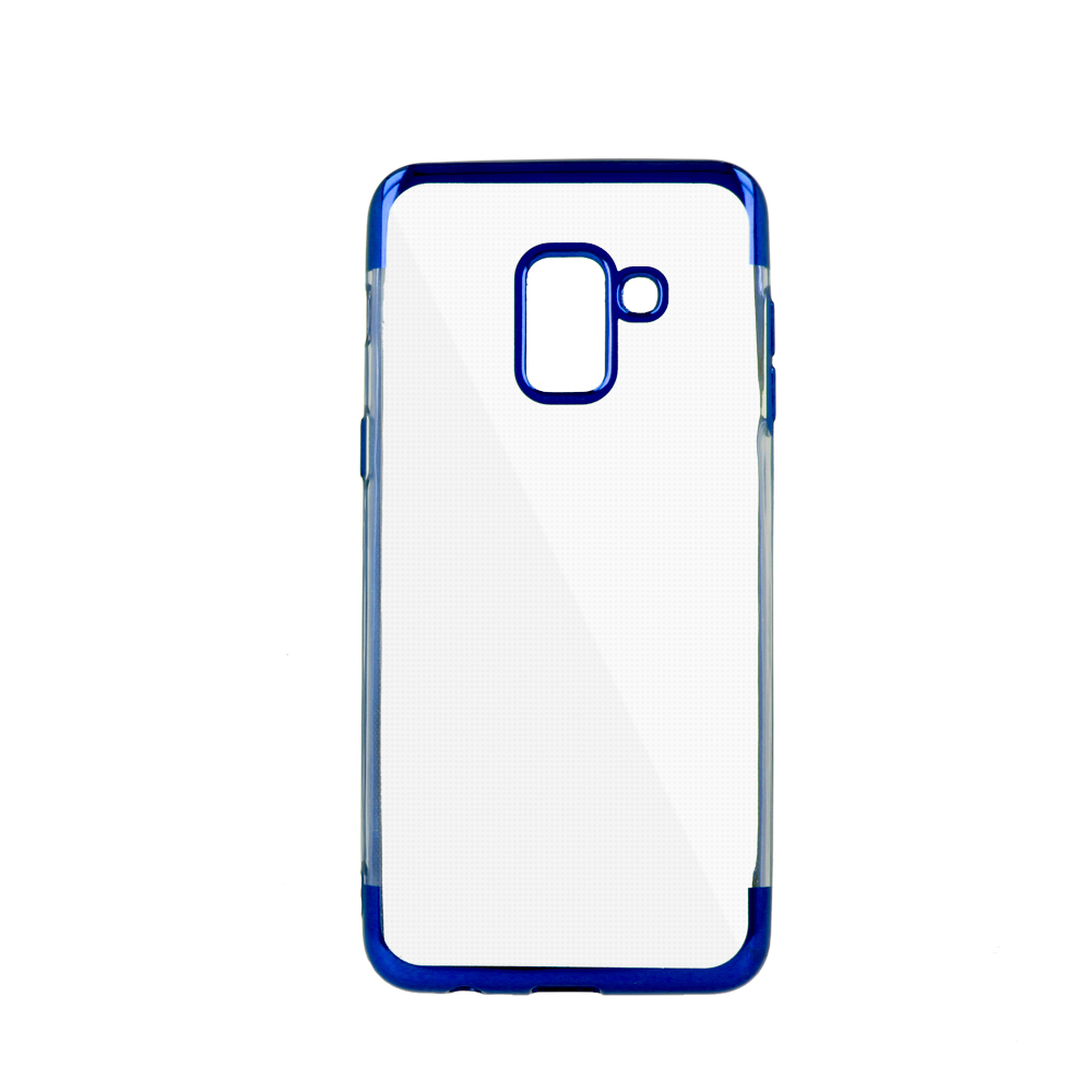 Samsung J4 2018 Telefontok - átlátszó szilikon tok kék kerettel