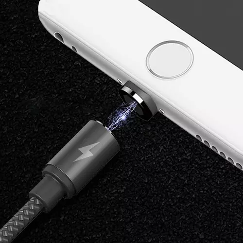 Remax Gravity RC-095m mágneses USB / micro USB kábel LED 1M 1.5A fekete töltőkábel