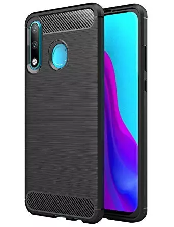 Huawei P30 Lite Telefontok - Carbon Fiber fekete szilikon tok