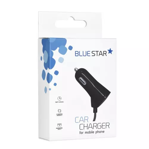 BlueStar Autós töltő - fekete szivartöltőfej - 3A MicroUSB kábel