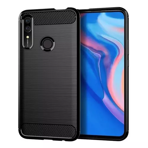 Huawei P Smart Z / Honor 9X Telefontok - Carbon Fiber fekete szilikon tok