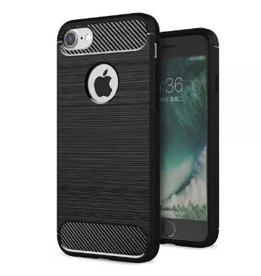 iPhone 7 / 8 telefontok - Forcell Carbon Fiber fekete szilikon tok