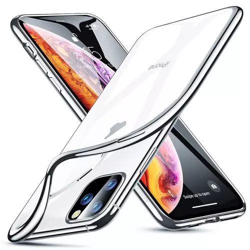 iPhone 11 PRO MAX Telefontok - ESR átlátszó, ezüst keretes szilikon tok