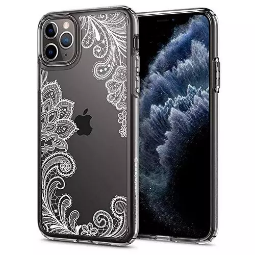 iPhone 11 PRO Telefontok - SPIGEN CIEL átlátszó fehér mandala mintás hátlap tok