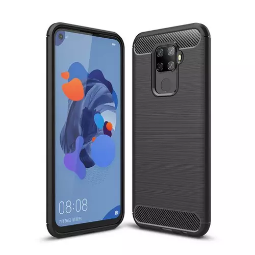 Huawei Mate 30 Lite Telefontok - fekete Carbon szilikon telefon tok