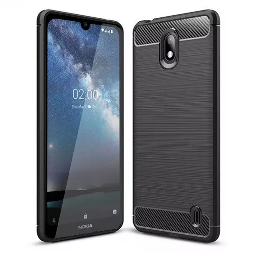 Nokia 2.2 Telefontok - Carbon mintás szilikon tok, fekete