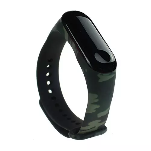 Xiaomi Mi Band 4 / Band 3 okosóra szíj - zöld terepmintás szilikon