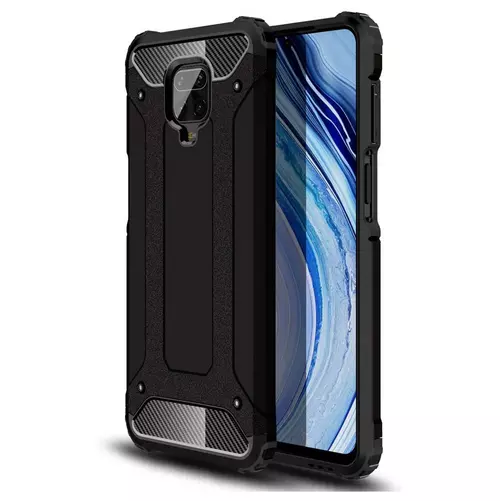 Xiaomi Redmi Note 9 Pro Telefontok - Forcell Defender fekete ütésálló hátlap tok