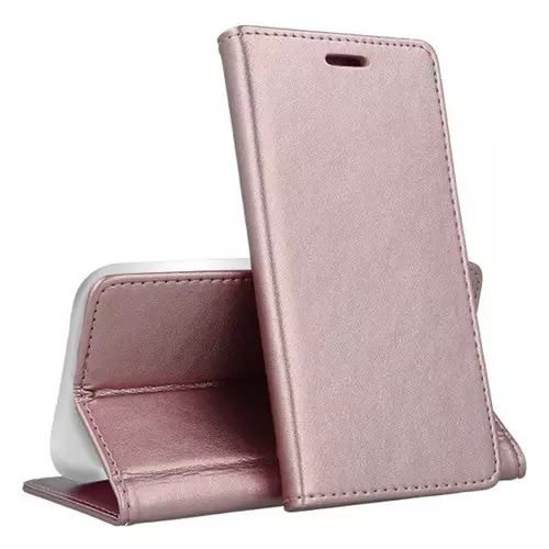 Huawei P Smart Z / Honor 9X Telefontok - Smart Magnetic rose gold szilikon keretes mágneses könyvtok
