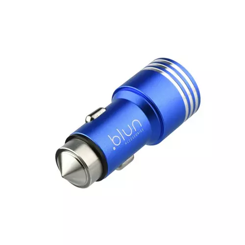 BLUN CC-DAQ02 Autós töltő - kék 2USB 3.1A fém szivartöltőfej