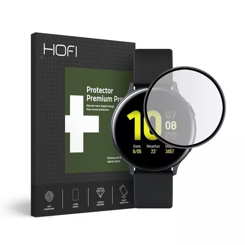 Okosóra fólia Samsung Galaxy Watch Active 2 - kijelzővédő fólia, fekete kerettel (44mm)