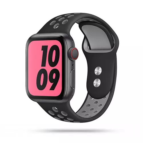 Okosóra szilikon szíj - Apple Watch Series 1/2/3 (42mm-44mm) - TECH-PROTECT SOFTBAND Fekete/szürke szilikon szíj