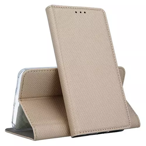 Samsung Galaxy A50 Telefontok - arany mágneses szilikon keretes könyvtok