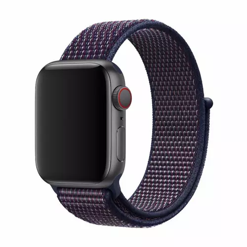 Okosóra szíj - Apple Watch Series 1/2/3/4/5/6/7/8/9/Ultra/SE (42/44/45/49mm) - DEVIA padlizsán lila szövet, tépőzáras szíj