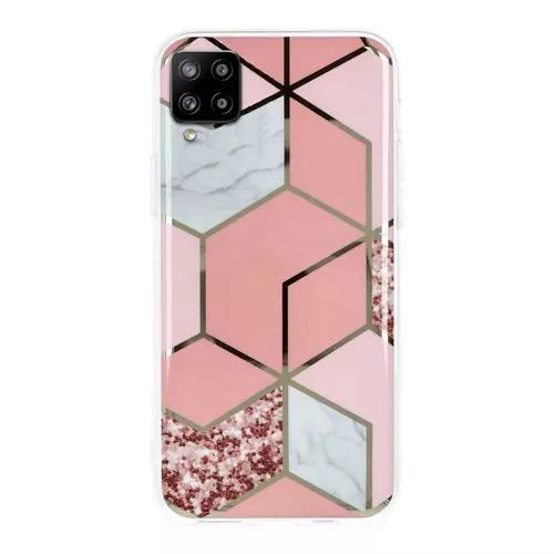 Samsung Galaxy A42 5G Telefontok - COSMO Marble d2 - Pink mintás műanyag hátlap tok, szilikon kerettel