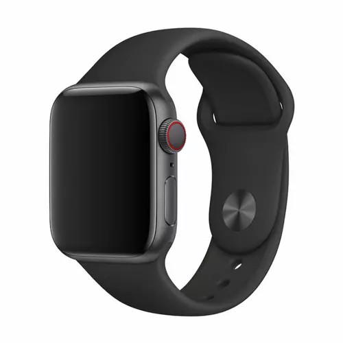 Okosóra szilikon szíj - Apple Watch Series 1/2/3/4 (42mm-44mm) - DEVIA fekete szilikon szíj