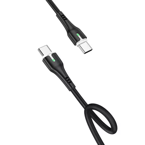 Adatkábel: HOCO X45 - Type-C (USB-C) / Type-C (USB-C) fekete szövet adatkábel, 1m